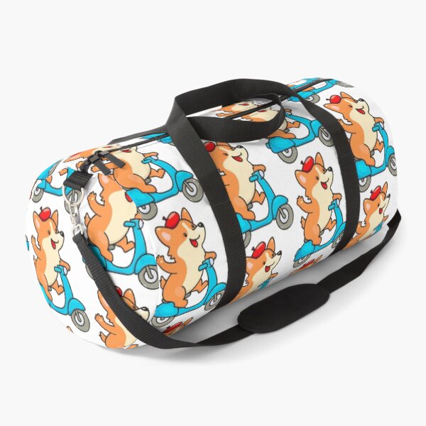 Item preview, Cute cartoon corgi riding a blue Vespa scooter  designed and sold by babanovaesha.