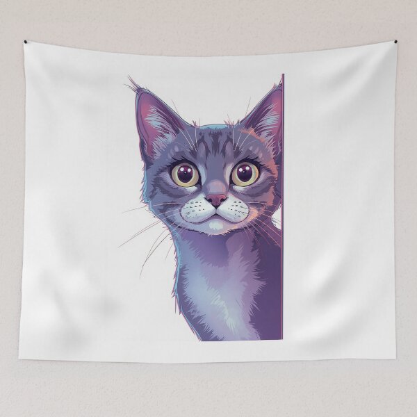 Item preview, Curious cat peeks around the corner designed and sold by BenCoStyle.