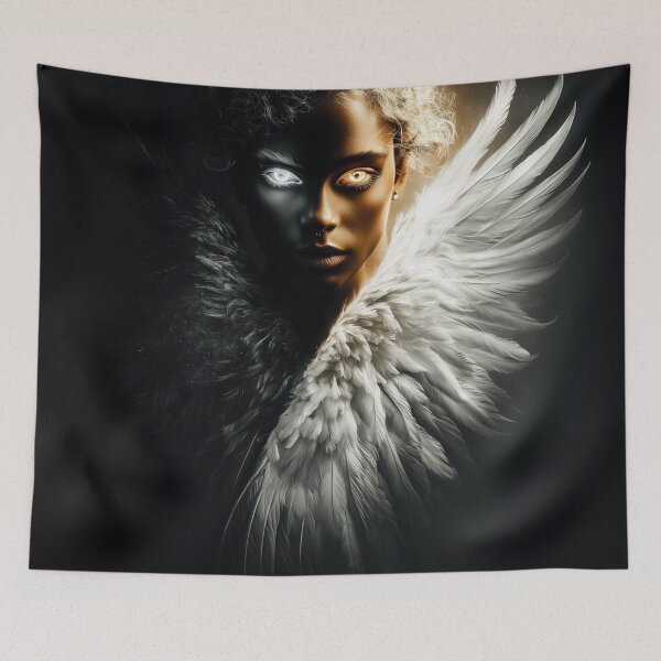 Item preview, Even Light Casts a Shadow – Duality Angel Portrait designed and sold by VisionaryVeils.