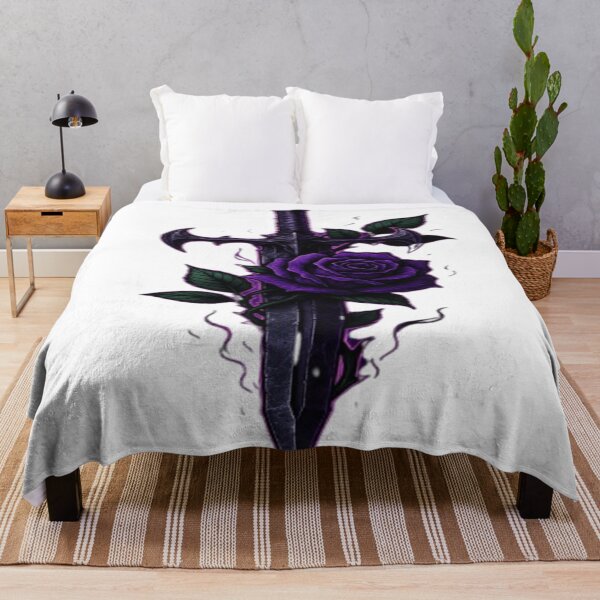 Item preview, Dark Blade & Violet Rose – Neon Fantasy Sword Art designed and sold by GlowAIDesigns.