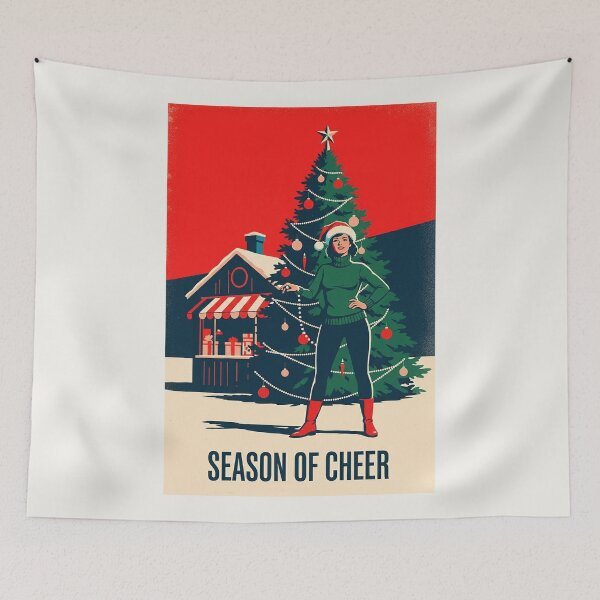 Item preview, Season of Cheer Retro Christmas Tree Woman Holiday designed and sold by HoopeStylee.