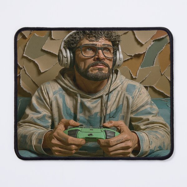 Item preview, Focused Gamer in a Sculpted World – Realistic 3D Art Portrait designed and sold by A2JRetro.