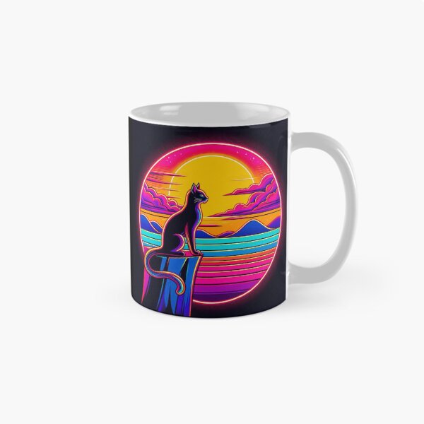 Item preview, Neon Sunset Watcher – Cosmic Cat on the Edge" designed and sold by Dogandesighn.
