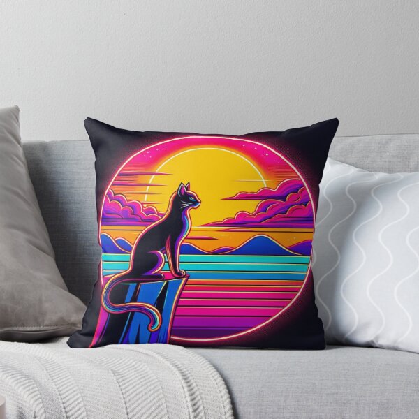 Item preview, Neon Sunset Watcher – Cosmic Cat on the Edge" designed and sold by Dogandesighn.
