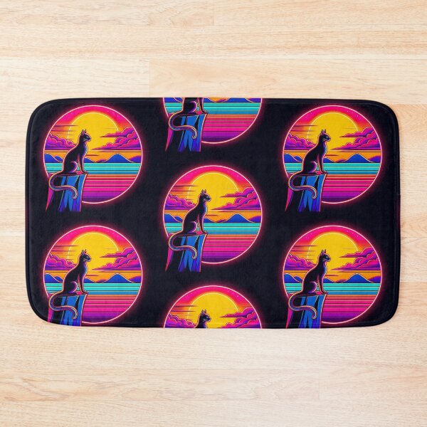 Item preview, Neon Sunset Watcher – Cosmic Cat on the Edge" designed and sold by Dogandesighn.