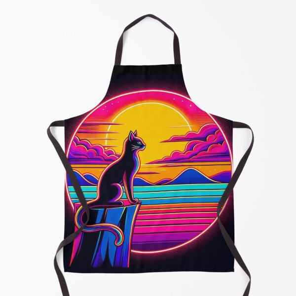 Item preview, Neon Sunset Watcher – Cosmic Cat on the Edge" designed and sold by Dogandesighn.