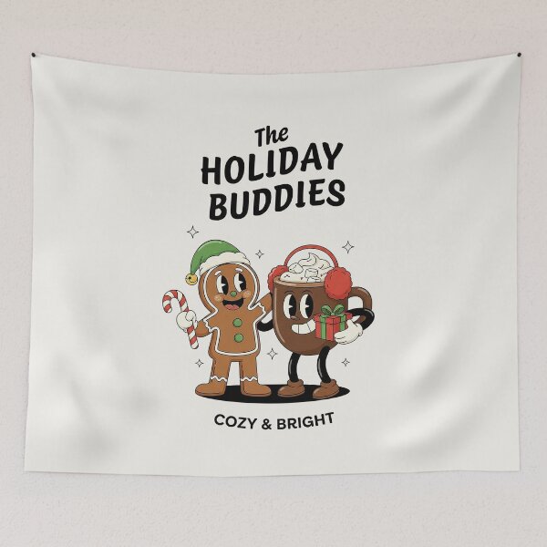 Item preview, Holiday Buddies Cozy Bright Cocoa Gingerbread Retro designed and sold by HoopeStylee.