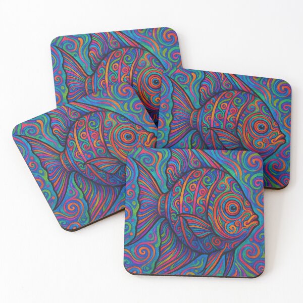 Item preview, Find Your Fit – Psychedelic Angelfish in Vibrant Swirls designed and sold by InkSplash77.