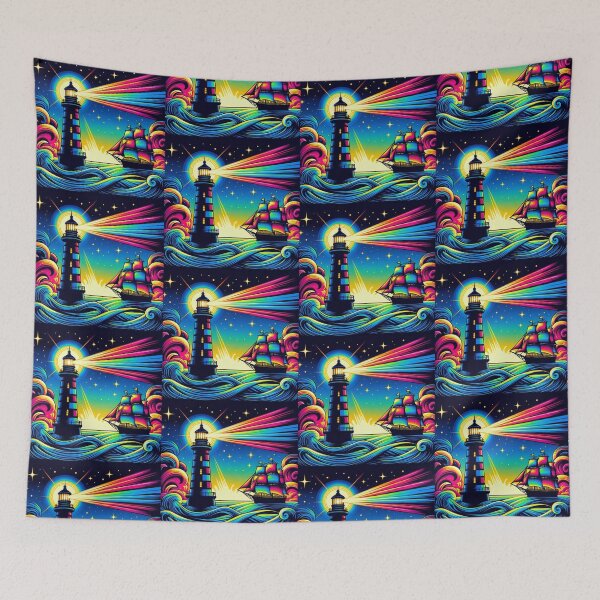 Item preview, Colorful Lighthouse and sailing ship  designed and sold by Dogandesighn.