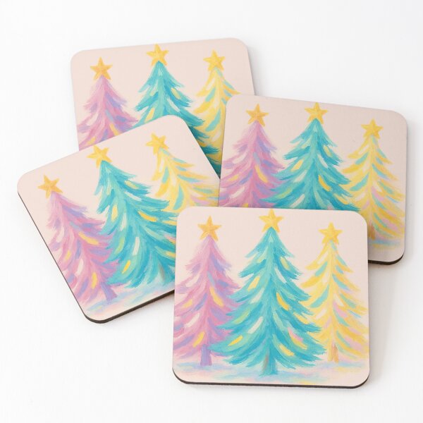 Item preview, Watercolor Pastel Christmas Tree Trio designed and sold by SpencerReedDes.