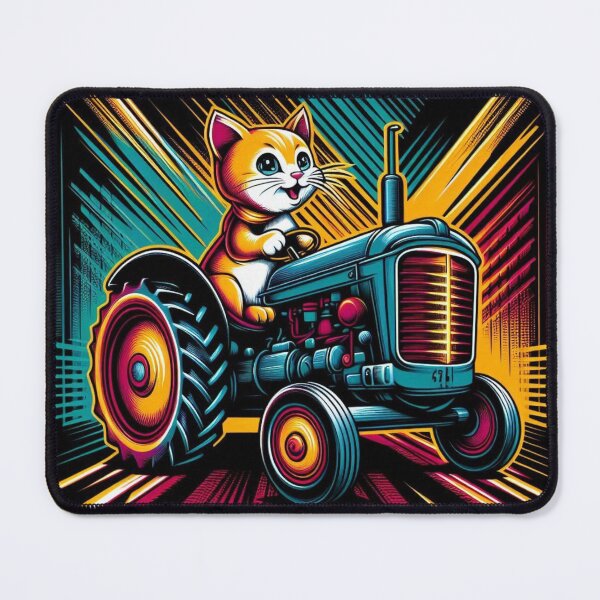Item preview, cute cat tractor riding designed and sold by Dogandesighn.