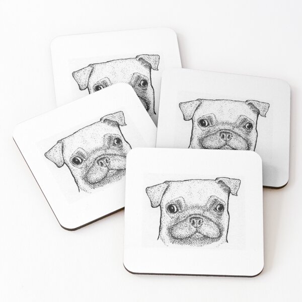 Item preview, Intricate Stippling Pug Puppy Portrait Fine Art Ink Drawing designed and sold by wbhny.