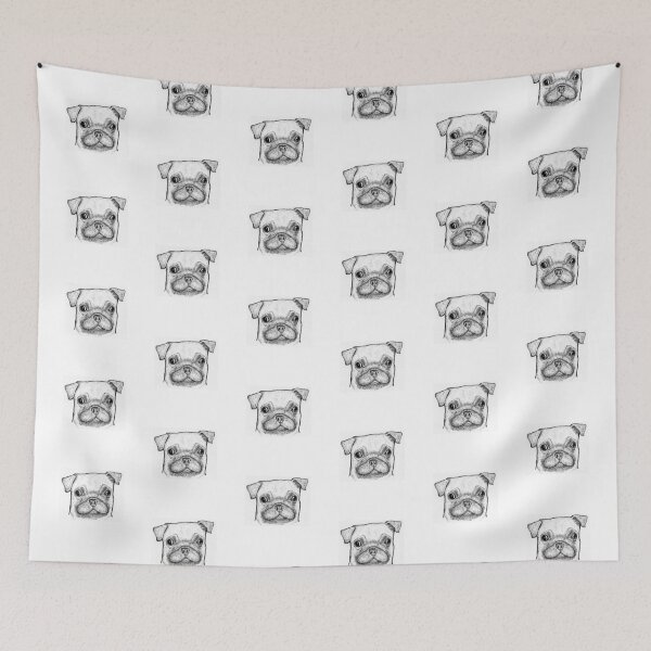 Item preview, Intricate Stippling Pug Puppy Portrait Fine Art Ink Drawing designed and sold by wbhny.