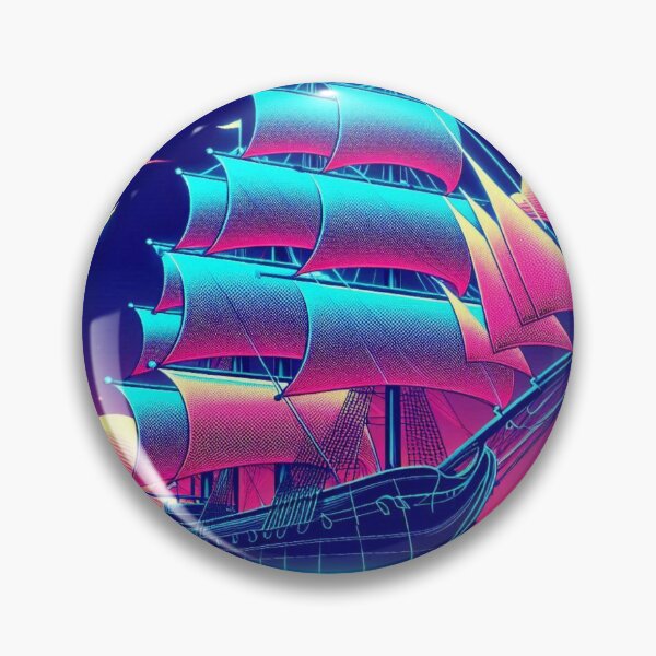 Item preview, "Neon Voyage: Surreal Sailing Ship at Sunset" designed and sold by Dogandesighn.