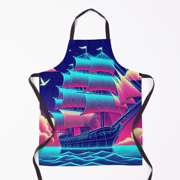 Item preview, "Neon Voyage: Surreal Sailing Ship at Sunset" designed and sold by Dogandesighn.