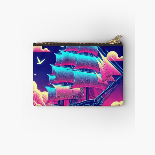 Item preview, "Neon Voyage: Surreal Sailing Ship at Sunset" designed and sold by Dogandesighn.