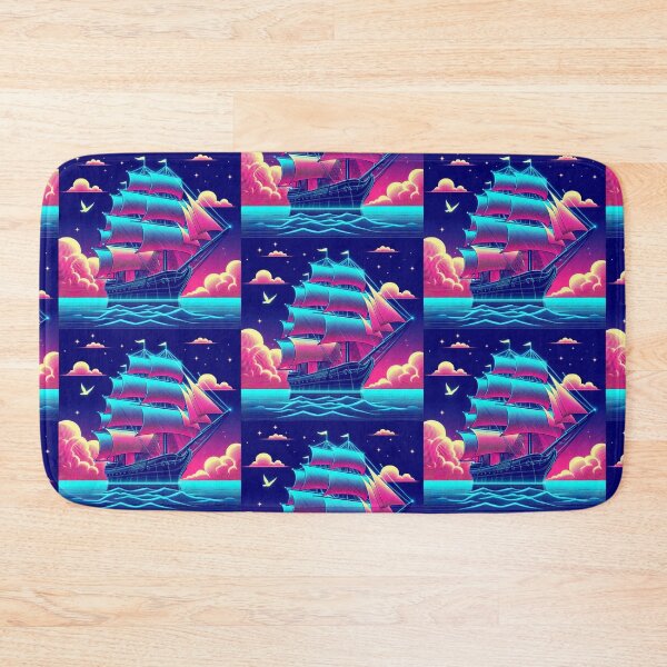 Item preview, "Neon Voyage: Surreal Sailing Ship at Sunset" designed and sold by Dogandesighn.