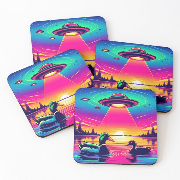 Item preview, "Sunset Visitors: Ducks, UFOs, and Cosmic Reflections" designed and sold by Dogandesighn.