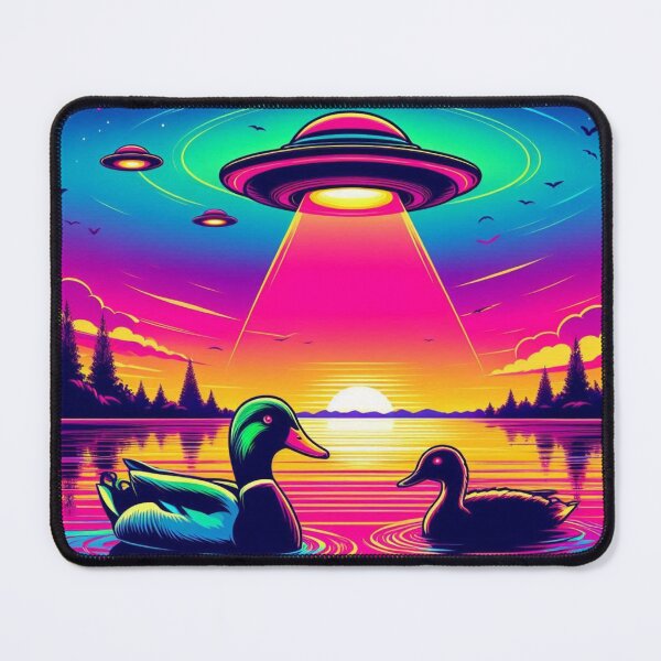 Item preview, "Sunset Visitors: Ducks, UFOs, and Cosmic Reflections" designed and sold by Dogandesighn.