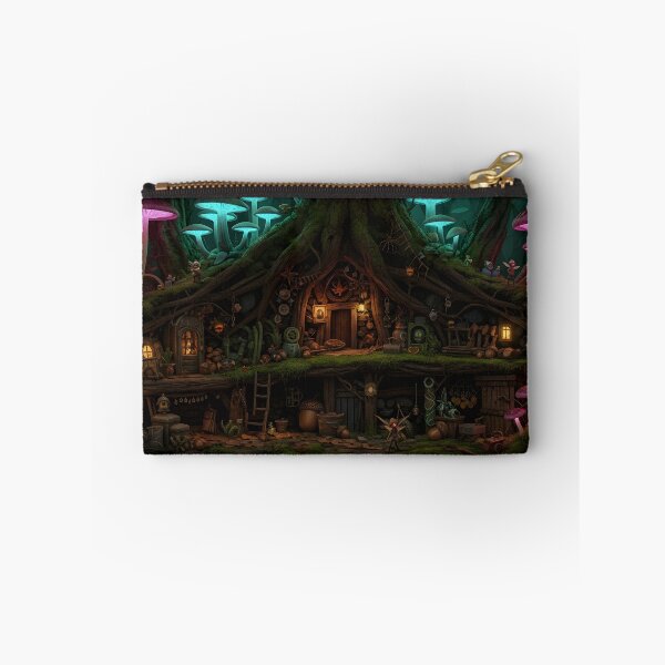 Item preview, Mystical Root Dwelling. Bioluminescent Mushroom Forest Art designed and sold by RBCTk.