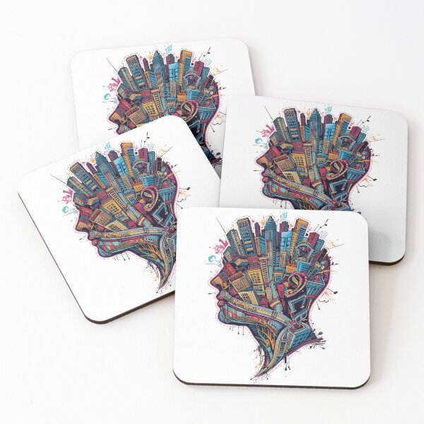 Item preview, Urban Mind Cityscape – Abstract Cyberpunk Head Design designed and sold by ZYNORAworld.