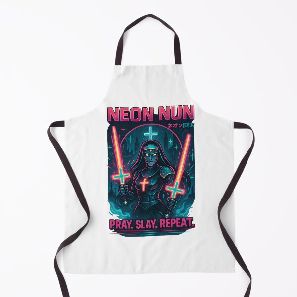 Item preview, Neon Nun – Cyberpunk Warrior of Faith | “Pray. Slay. Repeat.” designed and sold by Snackwear Apparel.