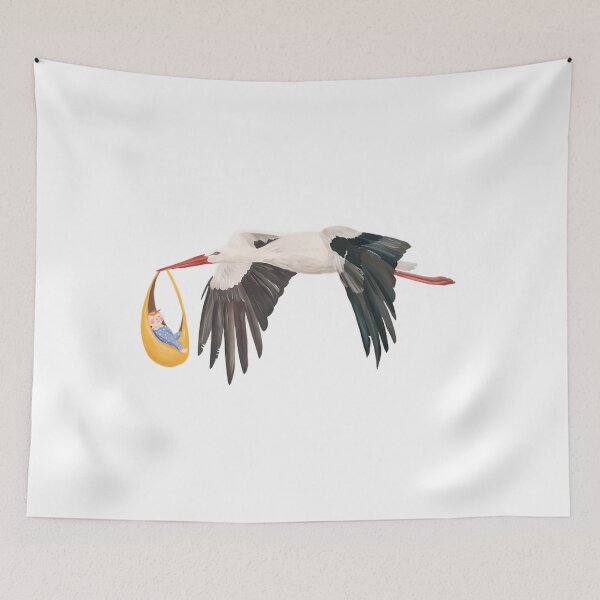 Item preview, Flying Stork With Sleeping Baby designed and sold by MamaMakeCanvas.