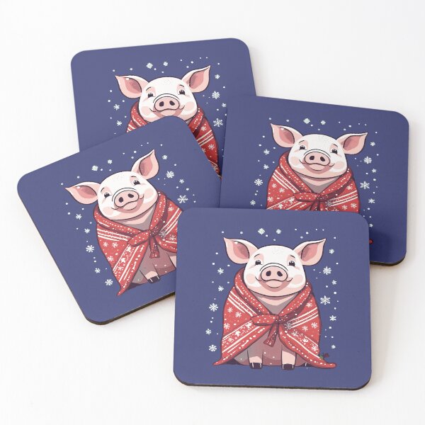 Item preview, Animal Lover Christmas Pig Wrapped In A Red Blanket designed and sold by taiche.