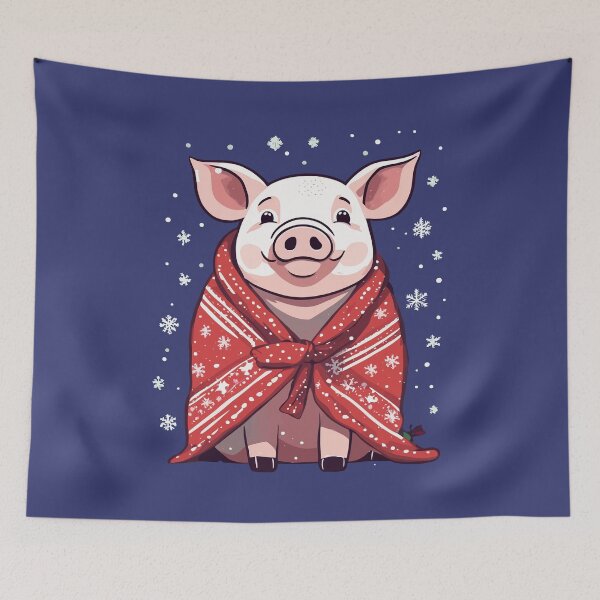 Item preview, Animal Lover Christmas Pig Wrapped In A Red Blanket designed and sold by taiche.