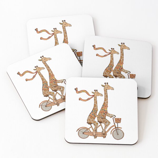 Item preview, Tandem Bicycle Giraffes — Whimsical Safari Animal Couple Art designed and sold by HBDStudio.