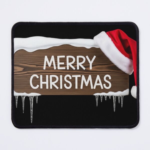 Item preview, Rustic Wooden Christmas Sign with Snow & Santa Hat – Cozy Holiday Illustration designed and sold by PixelVibe782.
