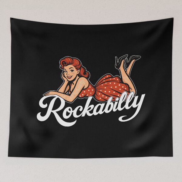 Item preview, Rockabilly pin-up woman 1950s lying down, petticoat, gift designed and sold by Pineapple-Tree.