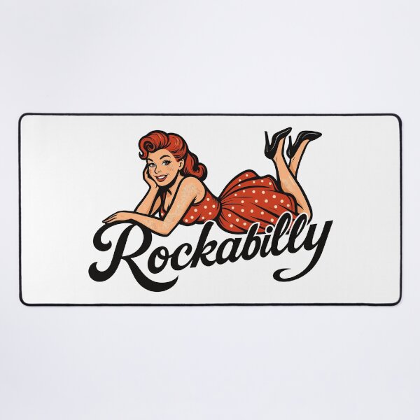 Item preview, Rockabilly pin-up woman 1950s lying down, petticoat, gift designed and sold by Pineapple-Tree.