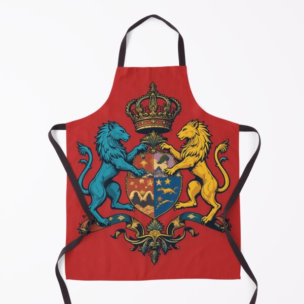 Item preview, Royal Emblem with two Lions blue and yellow in Red Background designed and sold by Horse Designs .