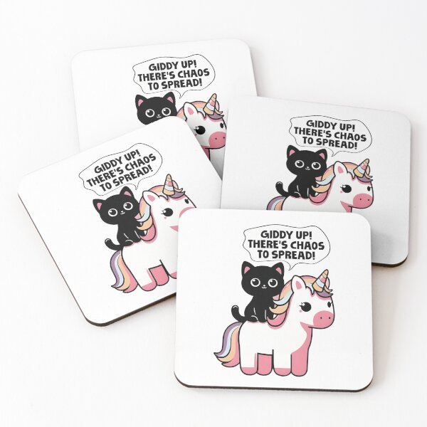 Item preview, Giddy Up! There's Chaos to Spread! — Cute Kawaii Cat Riding Unicorn designed and sold by HBDStudio.