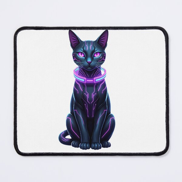 Item preview, Neon Cyber Cat: Futuristic Black Cat with Glowing Purple Circuits & Collar designed and sold by Scorpio Art.