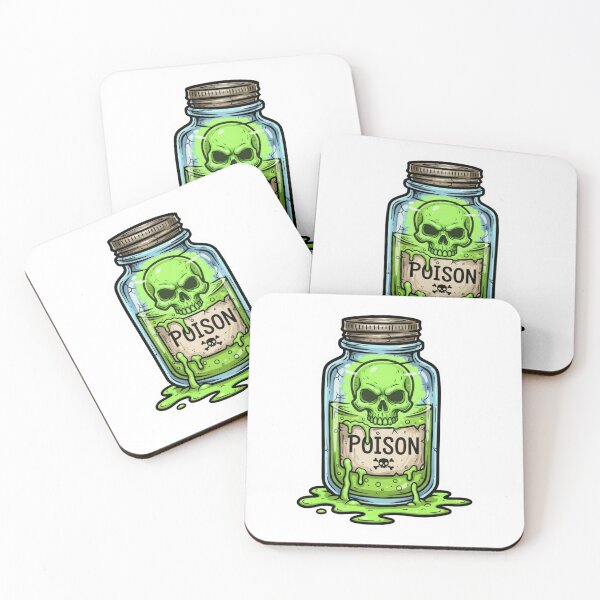 Item preview, Poison Jar with Skull: Toxic Green Slime Dripping Cartoon Bottle designed and sold by Scorpio Art.