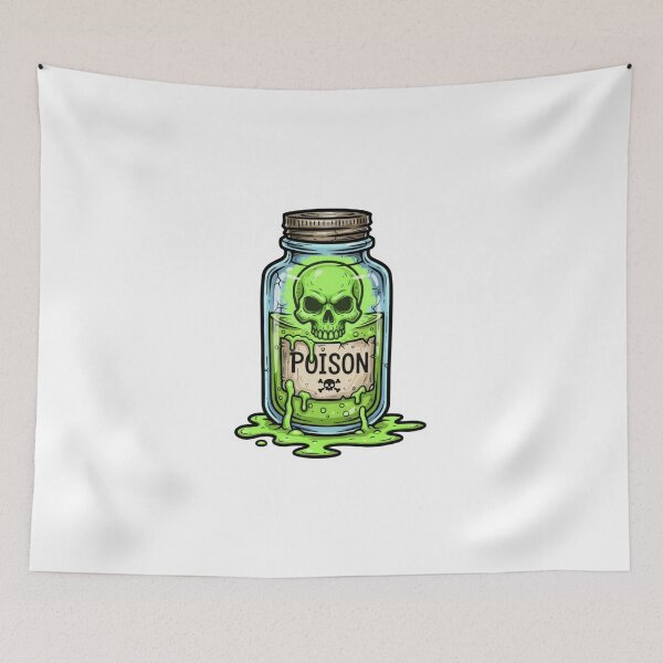 Item preview, Poison Jar with Skull: Toxic Green Slime Dripping Cartoon Bottle designed and sold by Scorpio Art.