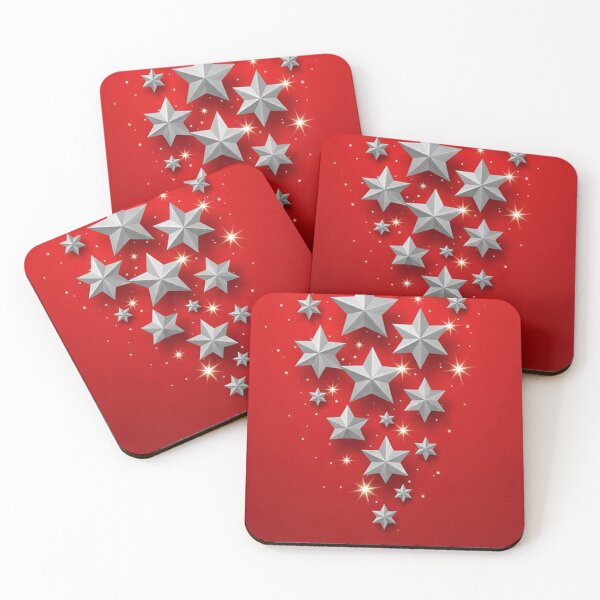 Item preview, Red Christmas Card with Cascading Silver Stars – Elegant Holiday Greeting Design designed and sold by PixelVibe782.