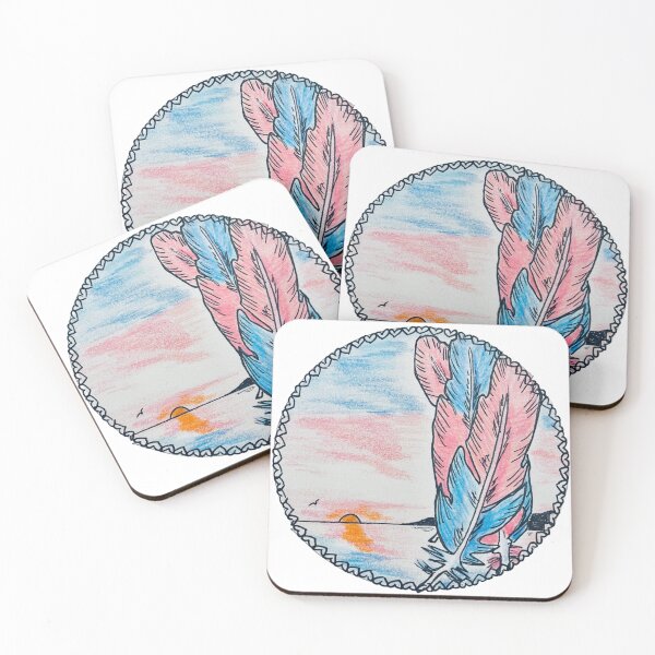 Item preview, Original Drawing “Flock Together” Transgender Pride Feather Art designed and sold by JamesDArting.