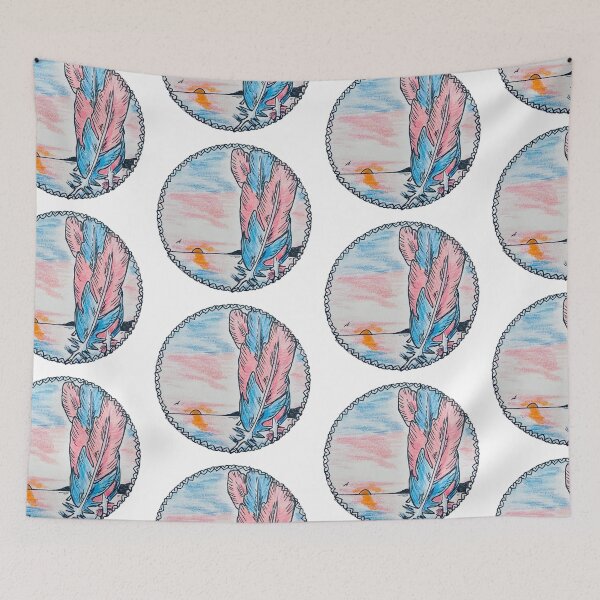 Item preview, Original Drawing “Flock Together” Transgender Pride Feather Art designed and sold by JamesDArting.