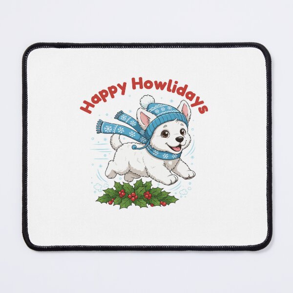 Item preview, Happy Howlidays Akbash – Cute Christmas Dog in Winter Scarf designed and sold by The Real Life Symphony.