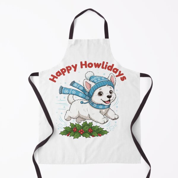Item preview, Happy Howlidays Akbash – Cute Christmas Dog in Winter Scarf designed and sold by The Real Life Symphony.