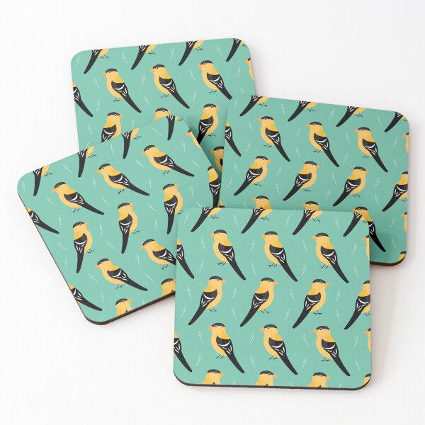 Item preview, American goldfinches on blue designed and sold by reneesillus.
