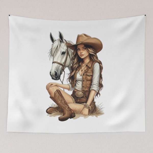 Item preview, A charming illustration of a cowgirl designed and sold by CHRIST5000.