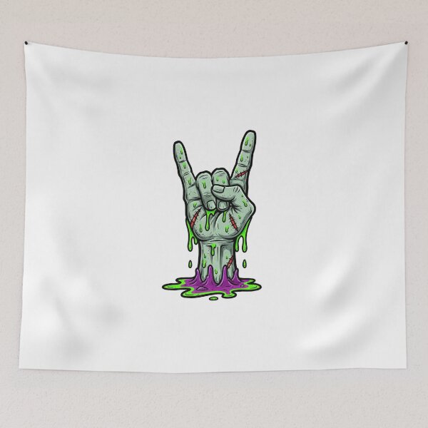 Item preview, Zombie Rock Hand: Melting Green Slime Devil Horns Sign designed and sold by Scorpio Art.