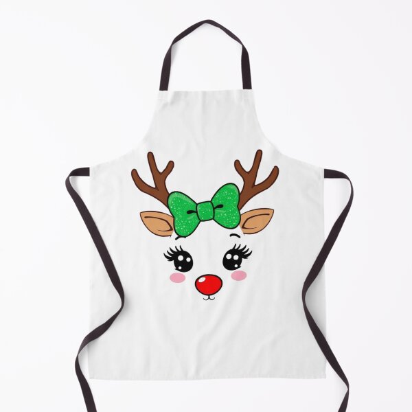 Item preview, Cute Red-Nosed Reindeer Face with Green Bow designed and sold by Dominik1994.