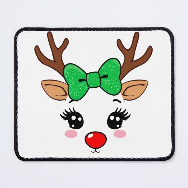 Item preview, Cute Red-Nosed Reindeer Face with Green Bow designed and sold by Dominik1994.