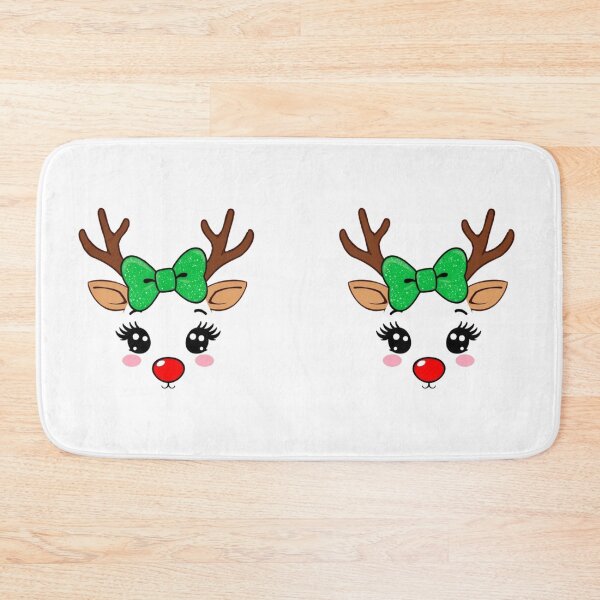 Item preview, Cute Red-Nosed Reindeer Face with Green Bow designed and sold by Dominik1994.