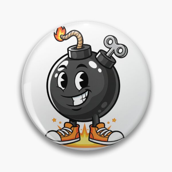 Item preview, Happy Bomb Buddy: Cute Wind-Up Cartoon Bomb with Sneakers & Lit Fuse designed and sold by Scorpio Art.